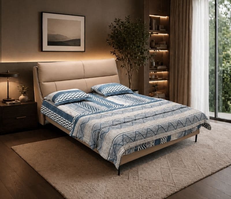 Image 1 for 2382 King Size Bed Without Storage Leather Upholstered Bed And Pine Wood Frame