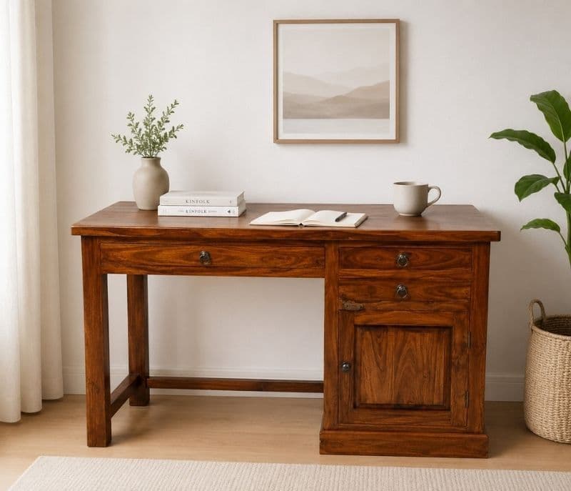 Lerniq Study Table Solid Sheesham Wood (Honey Finish) (SCV_PKU)
