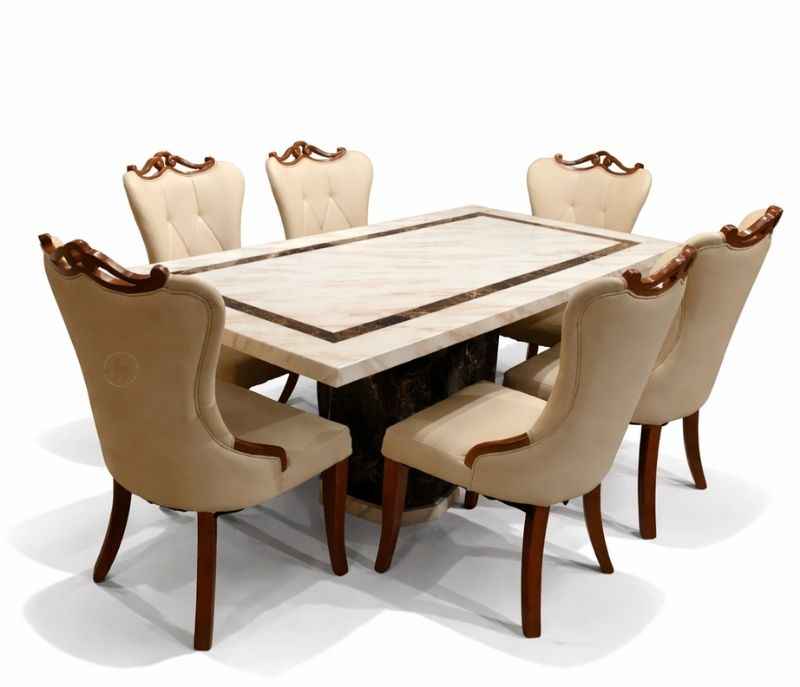 Image 12 for 606 6 Seater Marble Dining Set with Premium Leather Upholstery