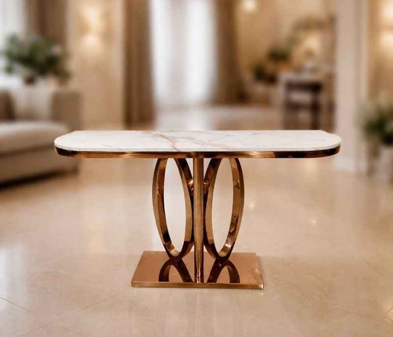 Image 1 for Console 56 Composite Marble Top With PVD Gold Metal Base (HYD)(CP)
