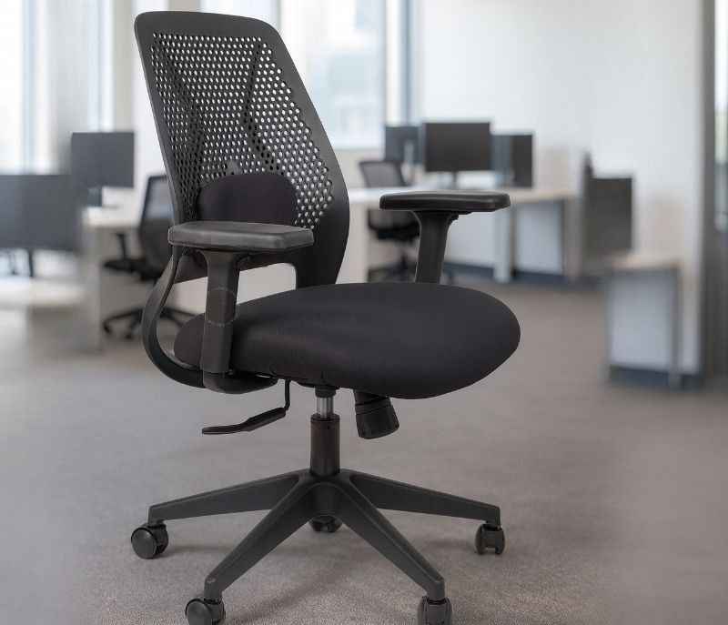 Image 1 for Rio Black Mesh Series With Adjustable Lumbar Handles & Headrest For Long Hours seating,work from home computer desk