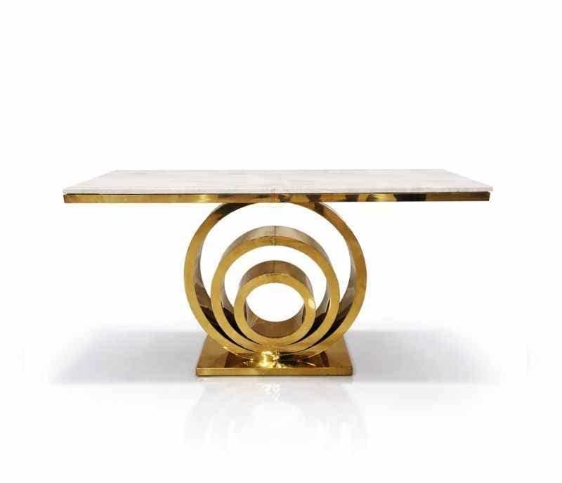 Image 2 for Console 58 Composite Marble Top With Metal PVD Gold Base (HYD)(CP)