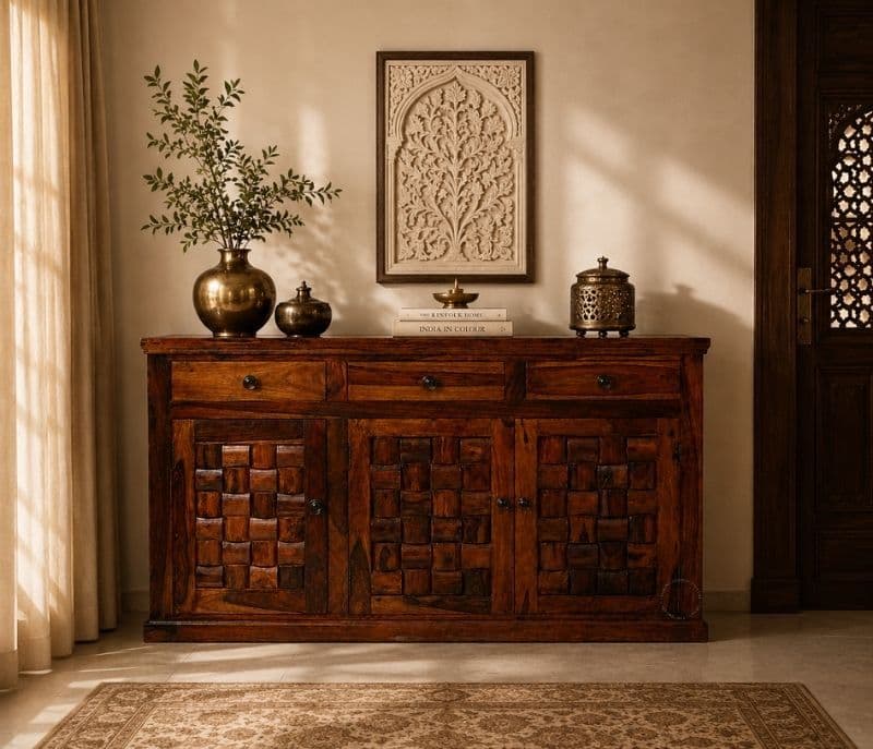 Image 1 for 3 Door Nivaar Side Board Solid Sheesham Wood (SCV_PKU)(BTM)