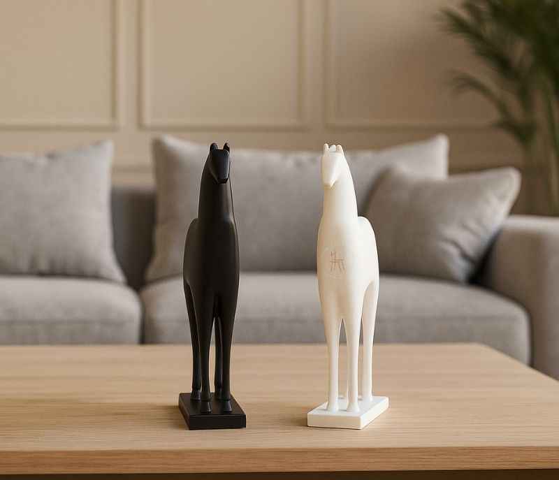 Image 1 for YH-CRA-130 A/B White and Black Ceramic Horse Figurines