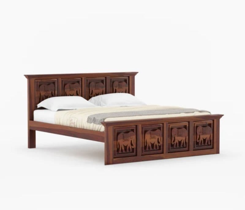 Image 6 for Tusker Sheesham Cot Premium Solid Sheesham Wood Honey Finish (SCV _PKU)