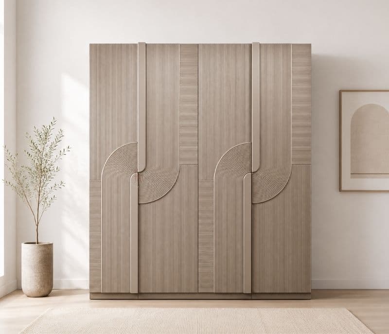 Image 1 for 21004 Bedroom Set King Size Hydraulic Bed 2 Bed Side Tables & Wardrobe (WF)