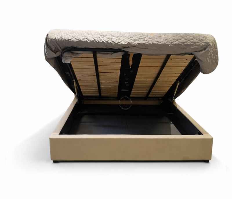 Image 6 for 2301-180 Beige King Size Hydraulic Storage Leather Upholstery With Pine Wood Frames (HYD)