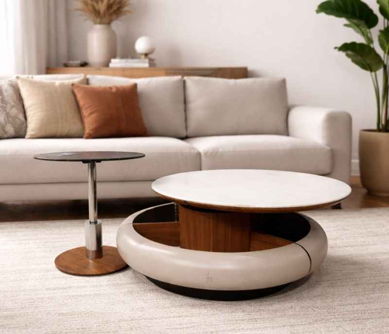 Image 1 for 2370 Centre Table Marble Top and down wood base (HYD)