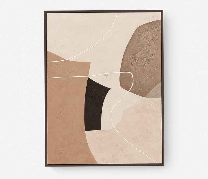 Image 2 for 50X 70 CM Hardbord Frame Textured Artwork - Brown and Cream Abstract Painting