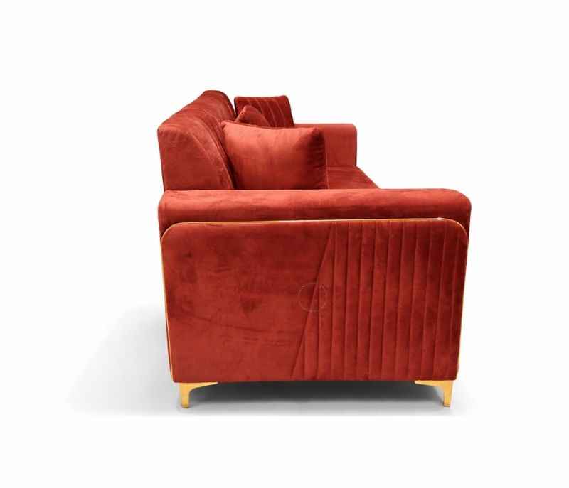 Image 5 for New Oreo Sofa 3+2+2 Puffy+Center Table With Glass Velvet Fabric (EC)(HYD)