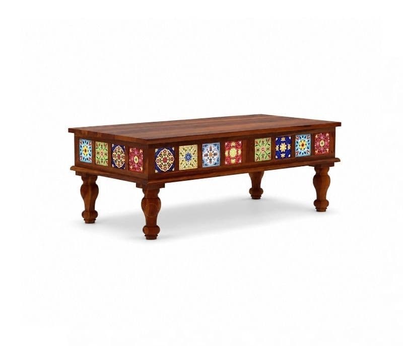 Image 2 for Tile Center Table Solid Sheesham Wood (Honey Finish) (SCV_PKU)