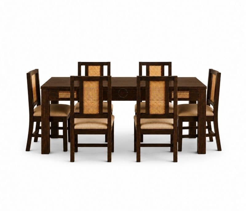 Image 2 for Layla 6 Seater Cane Dining Set Sheesham Wood (WI_PKU)