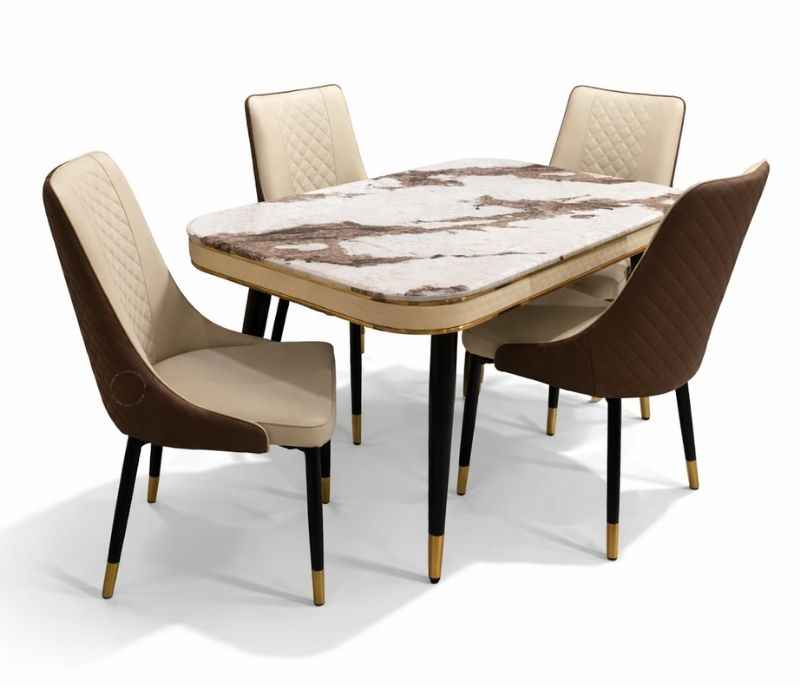 Image 4 for C-140/SY97 Marble With Ms Powder Coated Base With Chairs Leatherette Upholstery (BWD)
