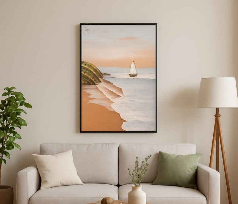 Image 1 for 50X 70 CM Hardbord Frame Sunrise pure hand-painted art oil painting cream style living room porch decoration painting large floor sofa background wall hanging painting