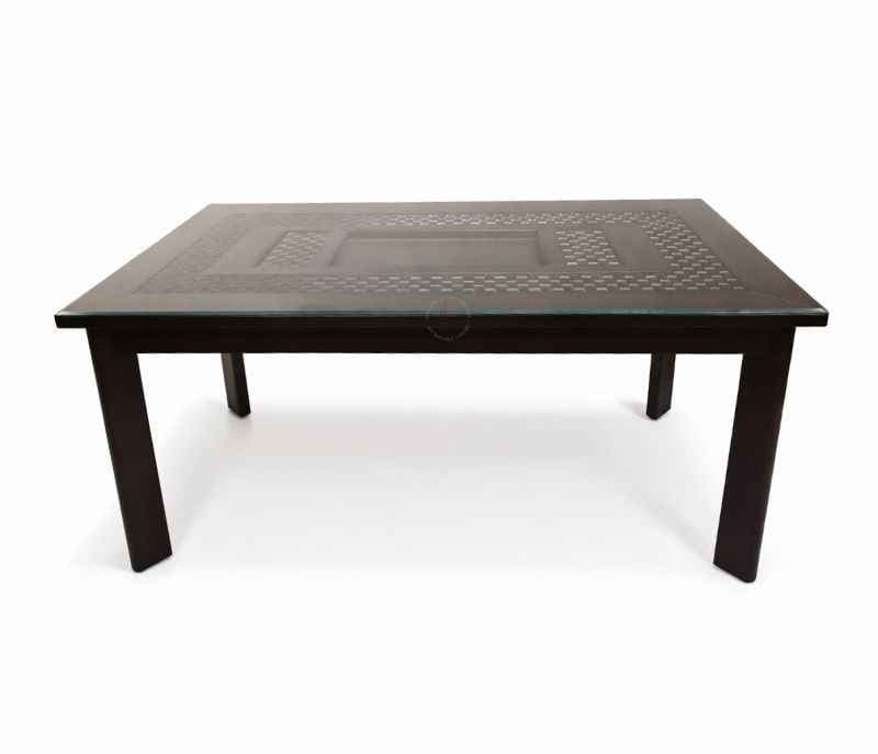 Image 4 for Chocolate 6 Seater Glass Dining Table with Wooden Base