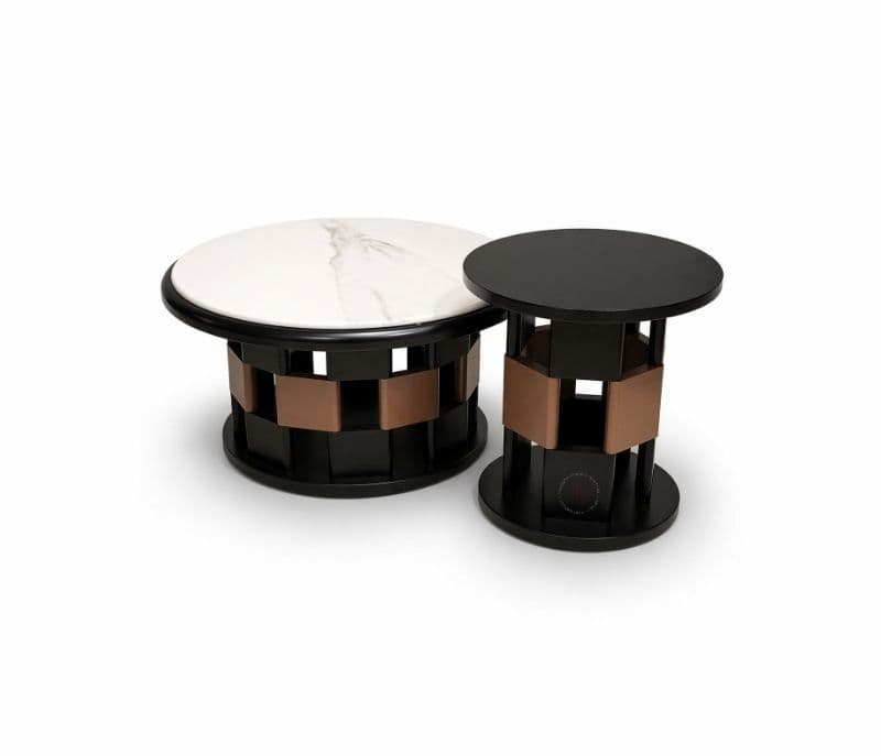 Image 2 for Centre Table 9015 Marble Top With Ash Wood Base (HYD)