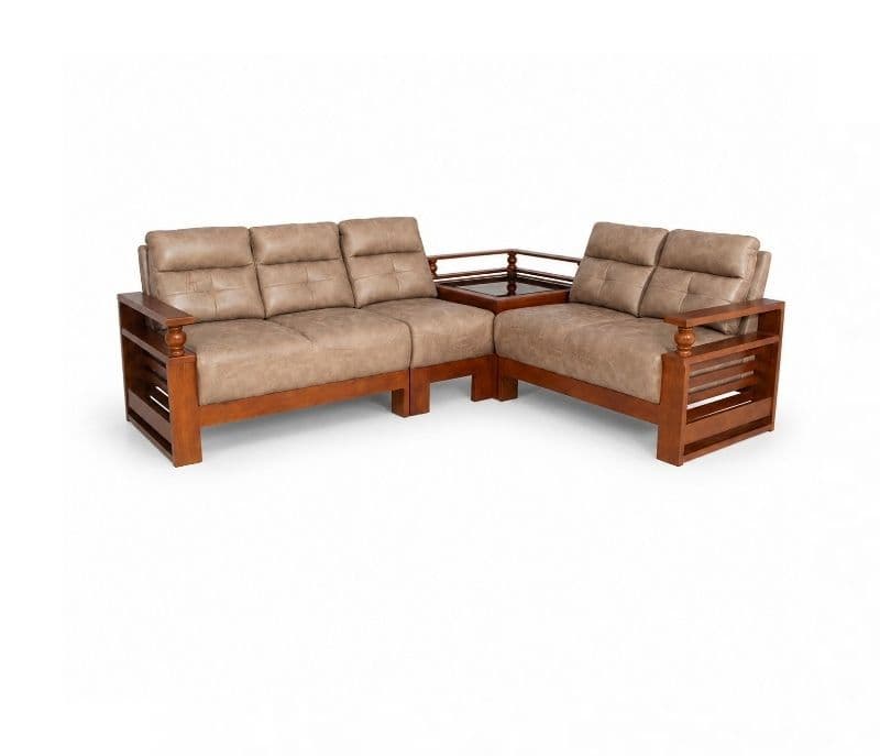Image 2 for Rolled L-Shape Sofa Solid Rubber Wood (ZAM) (OWD)