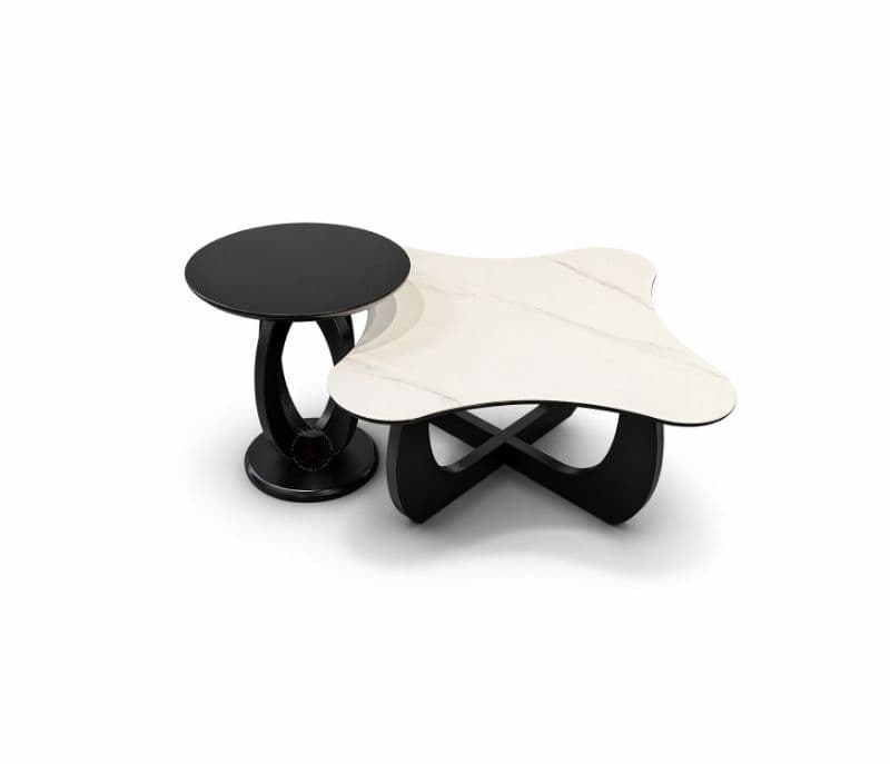 Image 4 for CJ 076 1+1 Centre Table Marble Top Plus Wood Corner Table (HYD)
