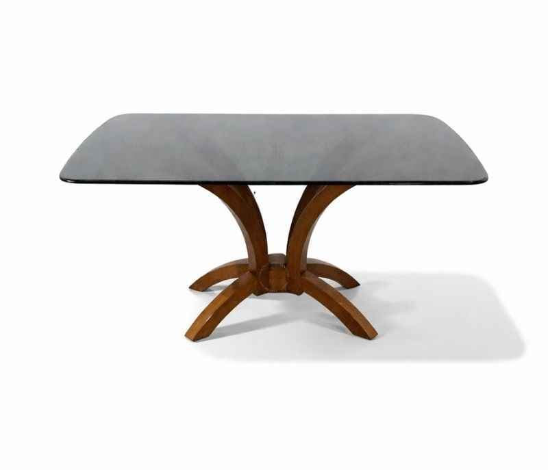 Image 2 for Megan 4 Seater Glass Dining Table with Wooden Base