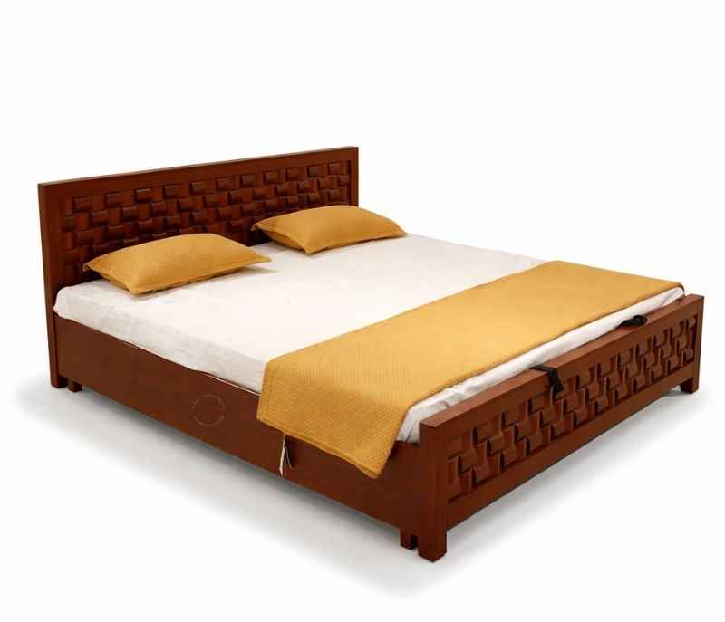 Image 3 for SK Chocolate King Size Bed With Hydraulic Storage (Block Board, Chocolate Brown) (BS-KORA)