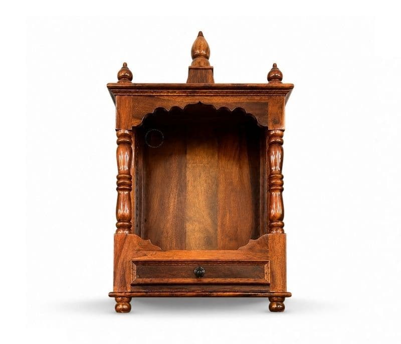 Image 2 for Aaroha Pooja Mandir Solid Sheesham Wood (Honey Finish) (SCV_PKU)