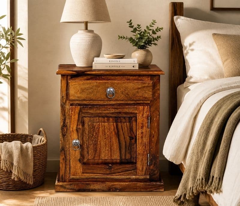 Image 1 for Pac Bed Side Table Solid Sheesham Wood Honey Finish (SCV _PKU)