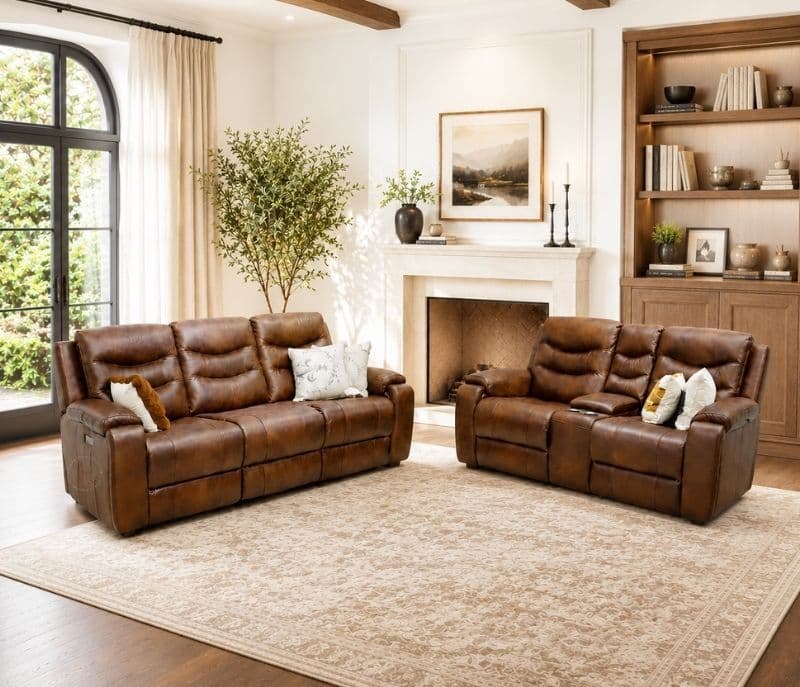 U70731HM Manva 3MR+2MR+ Power Recliner Leather Fabric