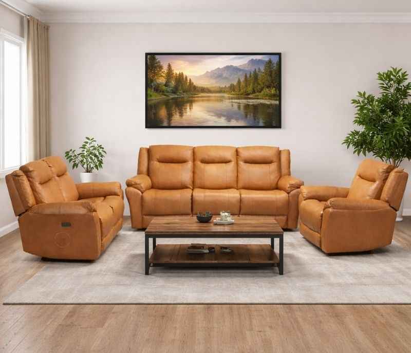 Image 4 for U70732 Manva 3 + 2 + 1 Power Recliner Body Touch Leather (BS - BSK)(HYD)(BWD)(BS-EC)
