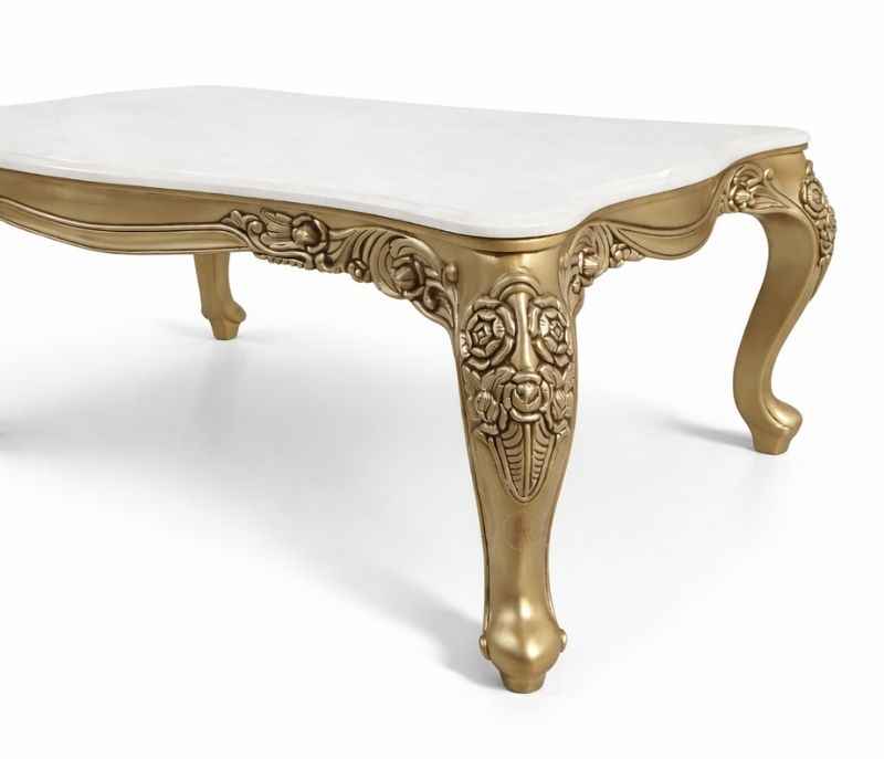 Image 11 for OPAL 6 Seater Marble Dining Set with Royal Metal Carving (WH) (OWD)