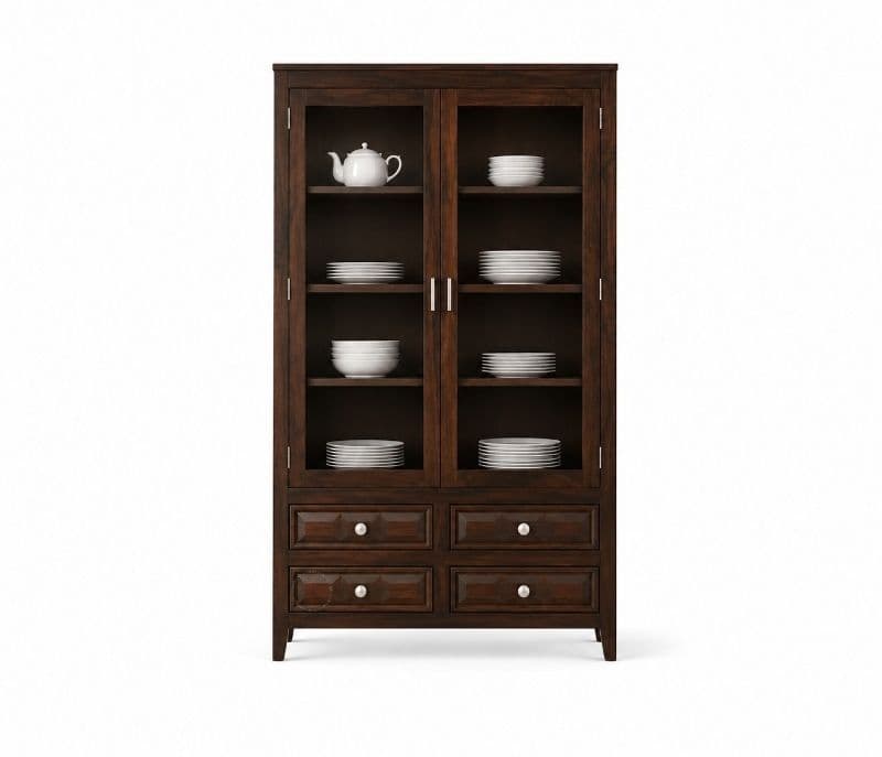 Image 2 for Venice Glass Crockery Cabinet / Bookshelf Sheesham Wood (WI)