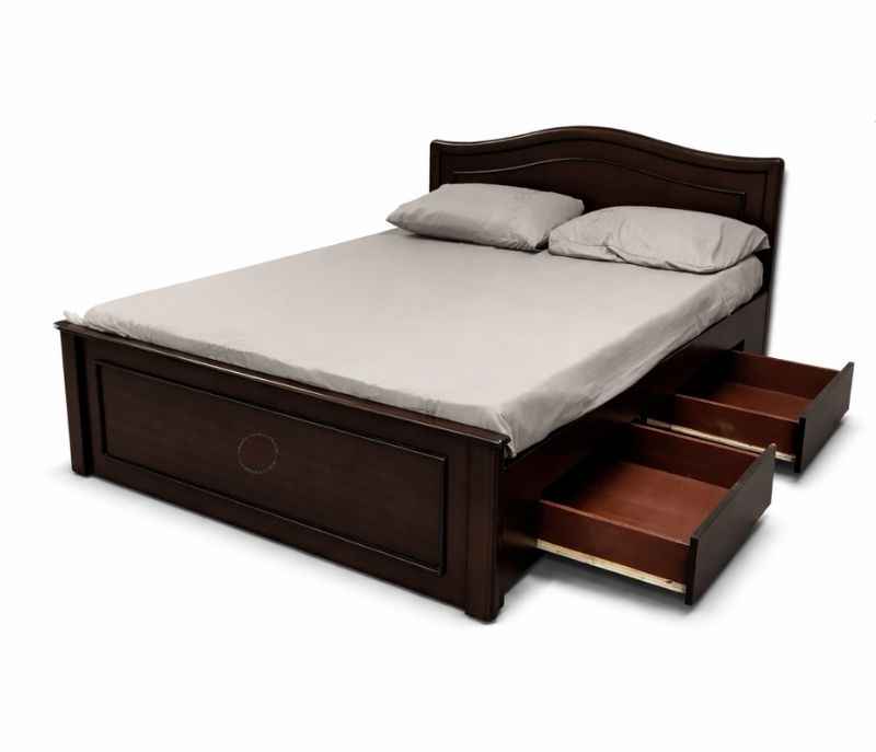 Image 5 for Mala Cot Queen Size With Manual Storage One Side Top Lifting And One Side Drawer (Block Board, Dark Brown) (BS-BTM)