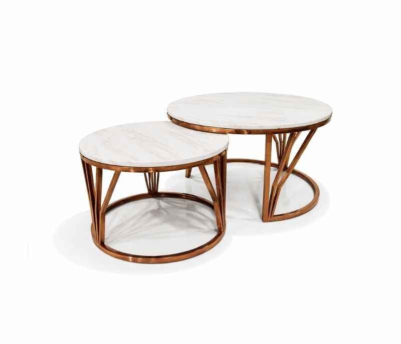 Image 4 for Centre Table 9 Marble Top and down metal base with Rose gold (HYD OTD)