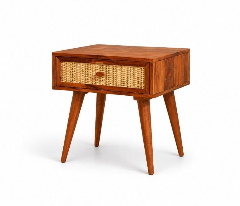 Image 3 for Roma 1 Drawer Cane Bedside Table Sheesham Wood (WI)