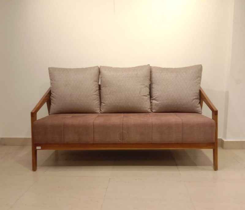 Image 5 for Ghana Teak 3+2+1 Seater Sofa Suede Fabric (SKN)