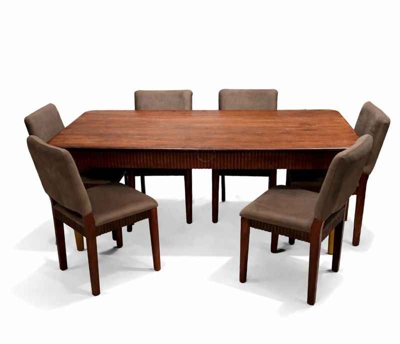 Image 5 for Fluted 1+6 Seater With Wooden Top Dining Set (BSK OTD)