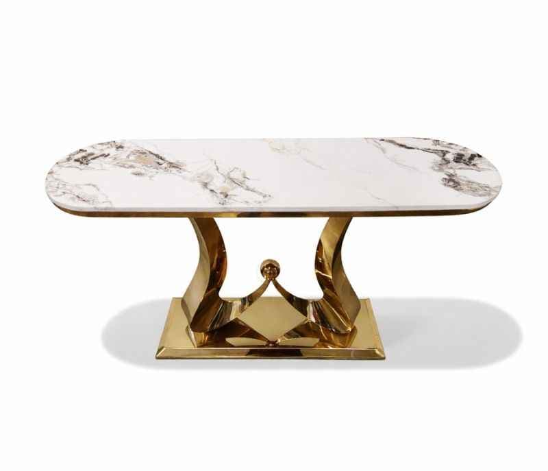 Image 4 for X-71 Console Marble Top With PVD Gold Metal Base (HYD)(CP)