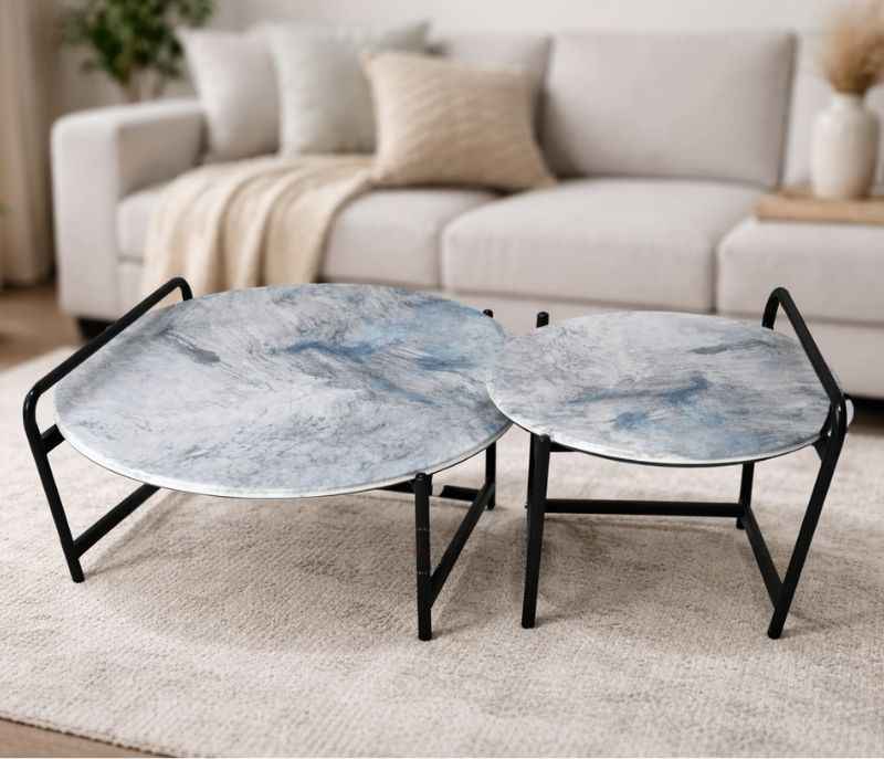 Image 1 for 40555 (165) 1+1 Marble Top Metal Base (SV)