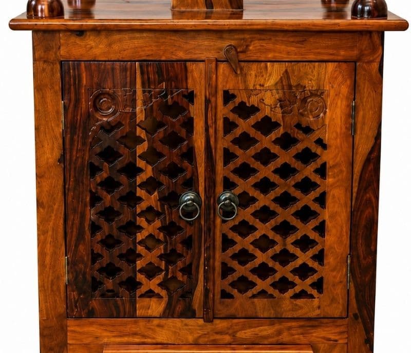 Image 5 for Aaroha Pooja Mandir Solid Sheesham Wood (Honey Finish) (SCV_PKU)