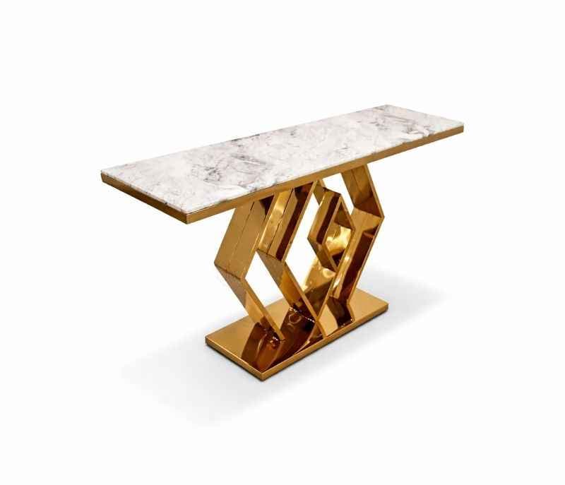 Image 5 for AA-823 Console Marble Top With PVD Gold Metal Base (WF)(HYD OTD)