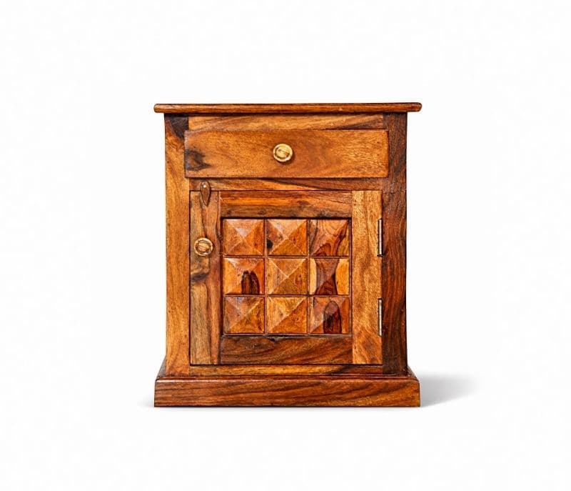 Image 2 for Diamond Bed Side Table Solid Sheesham Wood Honey Finish (SCV _PKU)