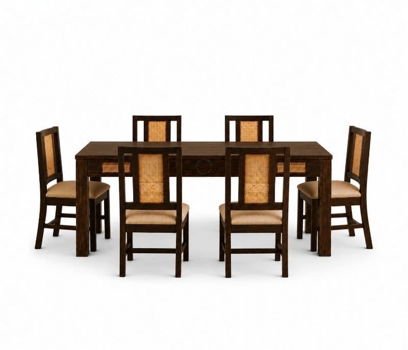 Image 3 for Layla 6 Seater Cane Dining Set Sheesham Wood (WI_PKU)
