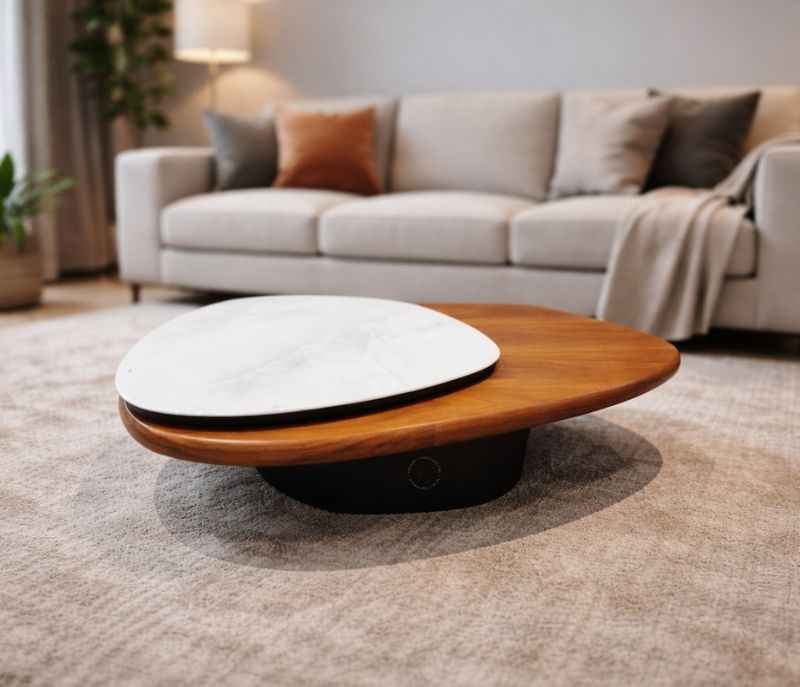 Image 1 for C1075 Centre Table Rotable Marble Top With EN Base (HYD)