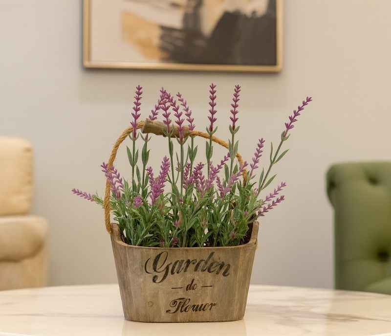 Image 1 for O-BO-110 Floral Arrangements Faux Lavender Flower Plant Home Office Décor 2 Pc Set