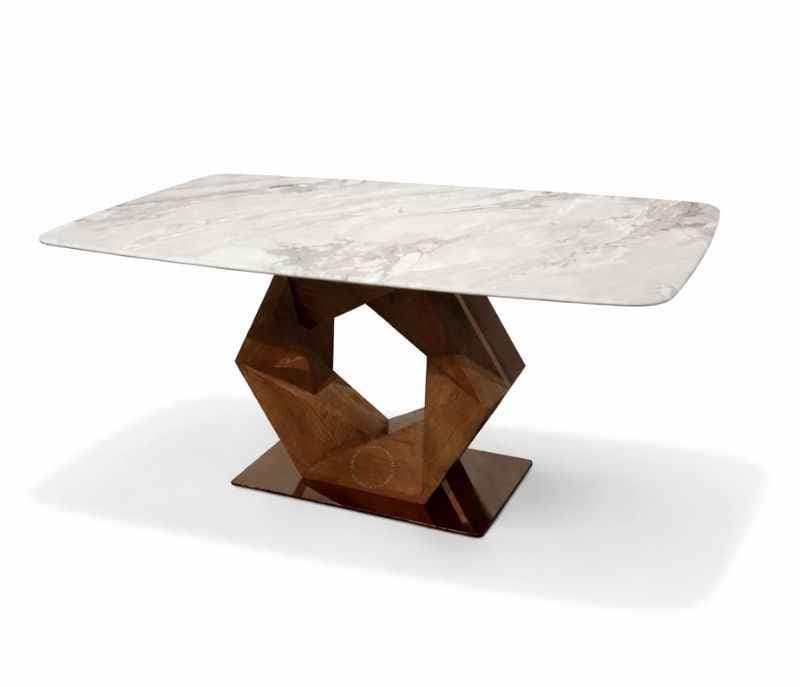 Image 2 for ZL002 6 Seater Marble Dining Table with Wooden Base