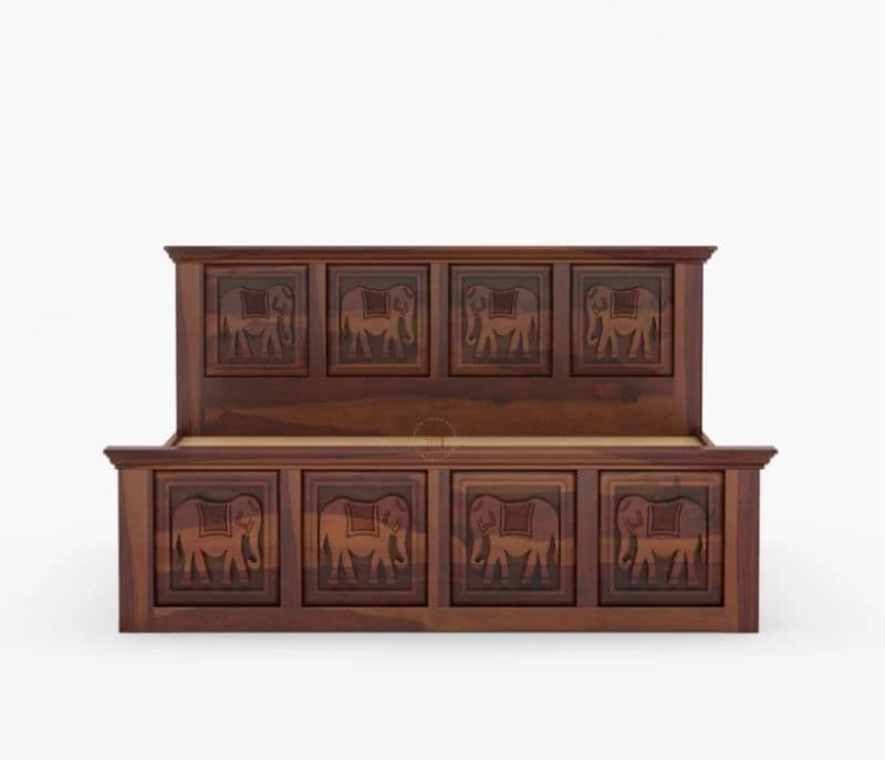 Image 10 for Tusker Sheesham Cot Premium Solid Sheesham Wood Honey Finish (SCV _PKU)