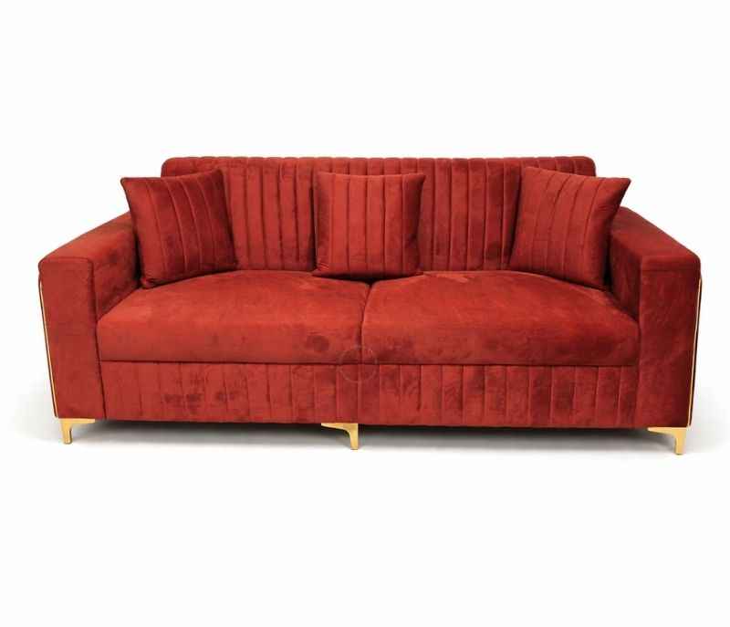 Image 4 for New Oreo Sofa 3+2+2 Puffy+Center Table With Glass Velvet Fabric (EC)(HYD)