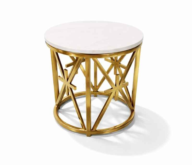 Image 3 for Corner Table 39 Gold Marble Top PVD Gold Base (HYD)