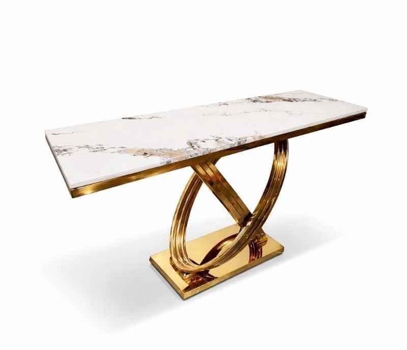 Image 3 for Console 49 Composite Marble Top With PVD Gold Metal Base (HYD)(CP)