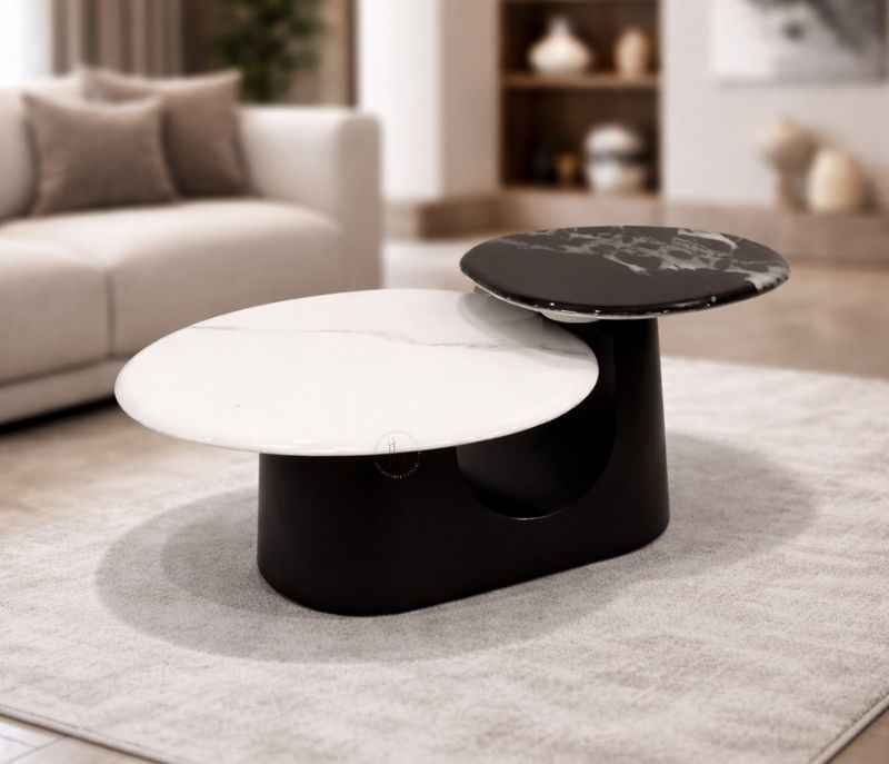 C1075 Center Table With Marble Top And Metal Base (HYD OTD)