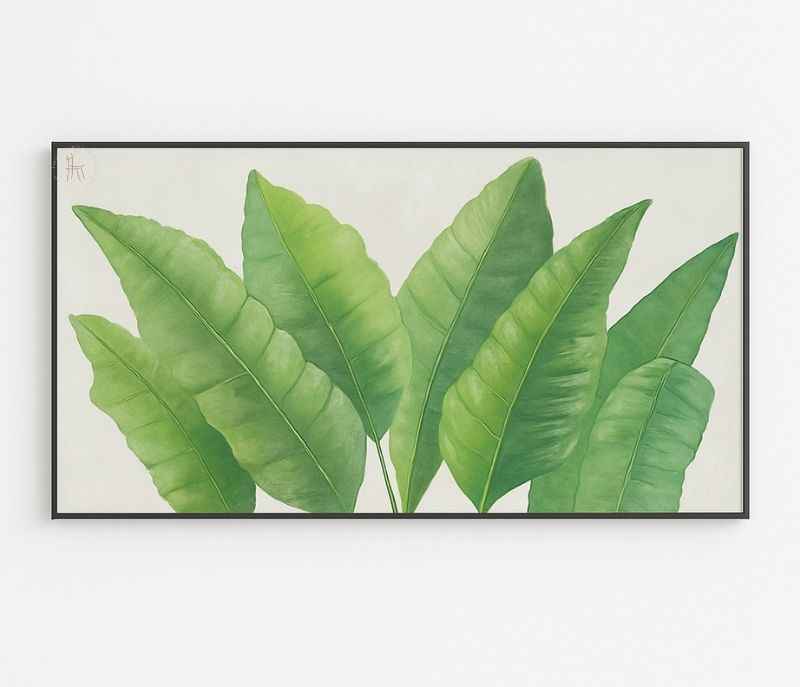 Image 3 for 60X120 CM Hardbord Painting Green Leaf Painting For Wall Decoration, Multicolor, Nature